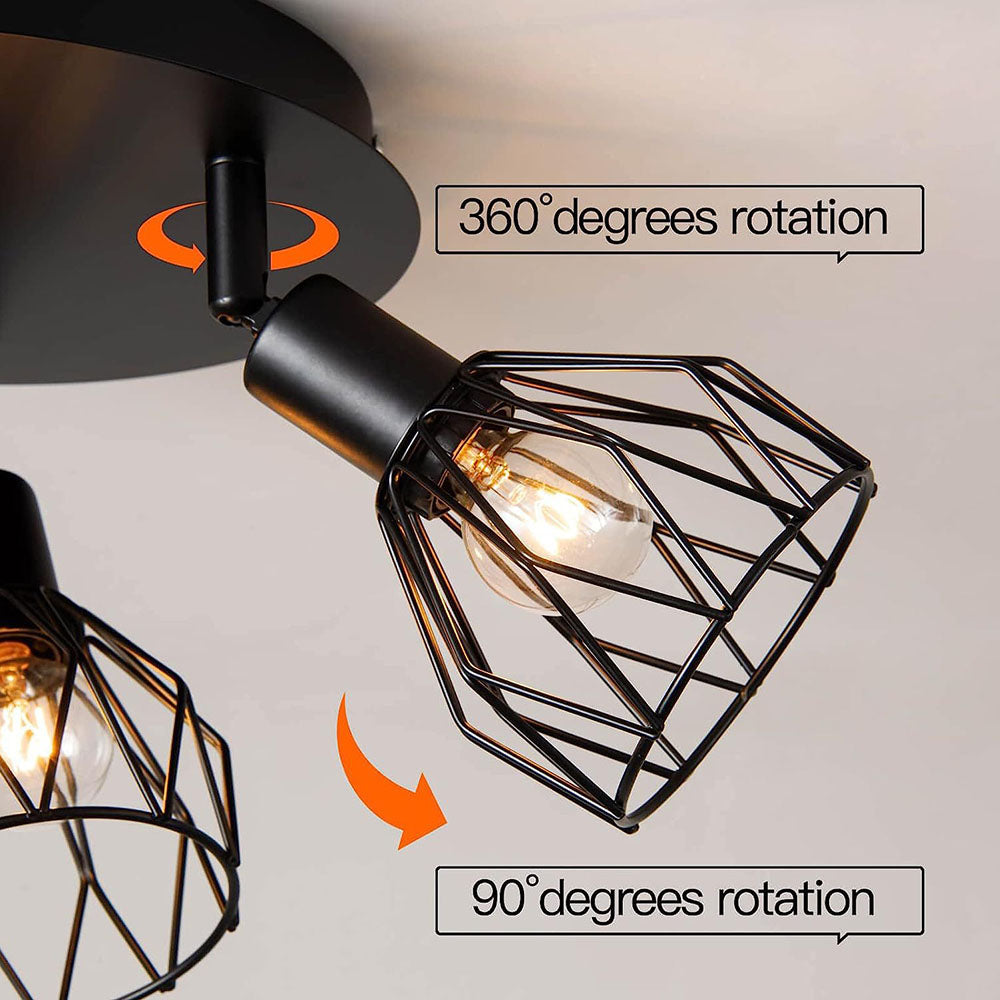 Industrial Adjustable Black Spotlight Ceiling Light