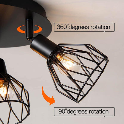 Industrial Adjustable Black Spotlight Ceiling Light