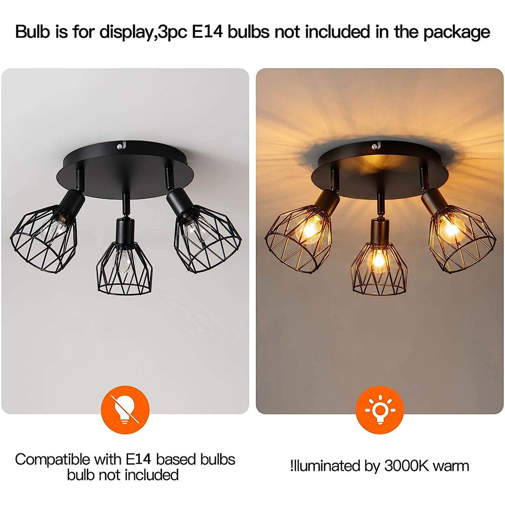 Industrial Adjustable Black Spotlight Ceiling Light