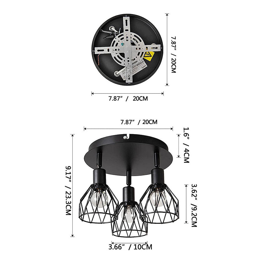 Industrial Adjustable Black Spotlight Ceiling Light