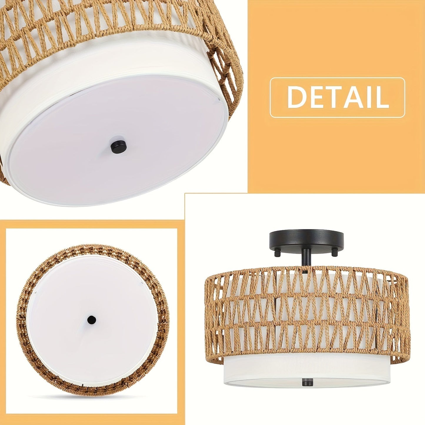 Boho Rattan Ceiling Light