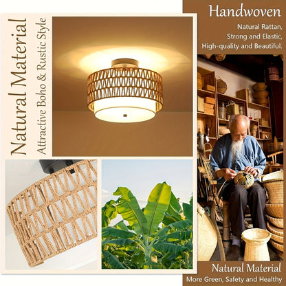 Boho Rattan Ceiling Light