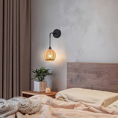 Boho Rattan Wall Lamp