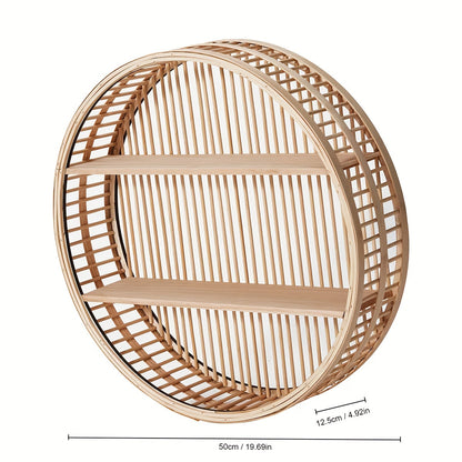 Round Bamboo Wall Shelf