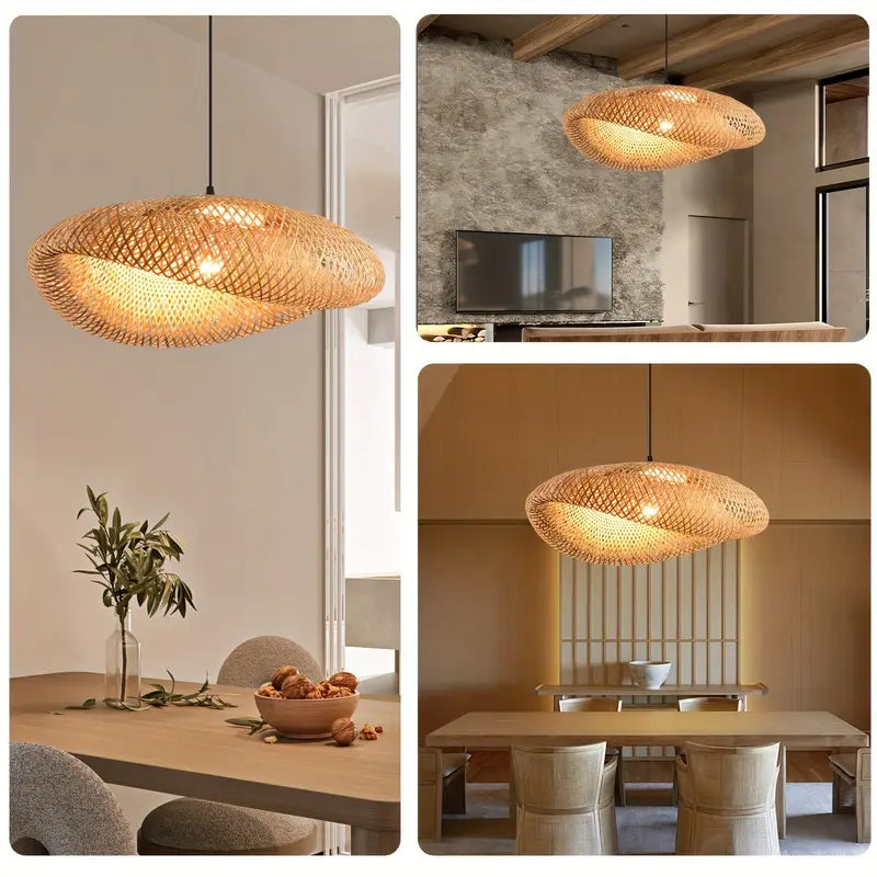BambooBoho Handwoven Bohemian Rattan Pendant Lampshade