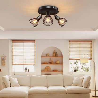Industrial Adjustable Black Spotlight Ceiling Light