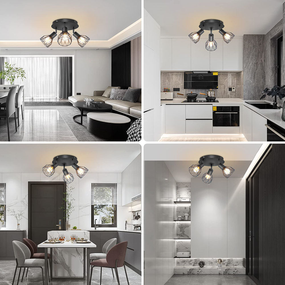 Industrial Adjustable Black Spotlight Ceiling Light