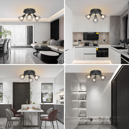 Industrial Adjustable Black Spotlight Ceiling Light