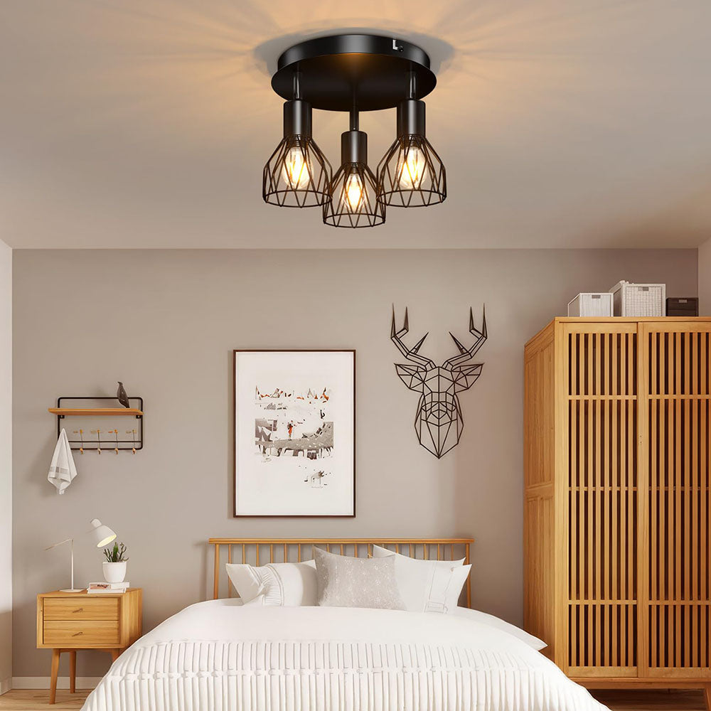 Industrial Adjustable Black Spotlight Ceiling Light