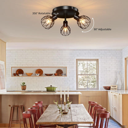 Industrial Adjustable Black Spotlight Ceiling Light