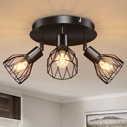 Industrial Adjustable Black Spotlight Ceiling Light