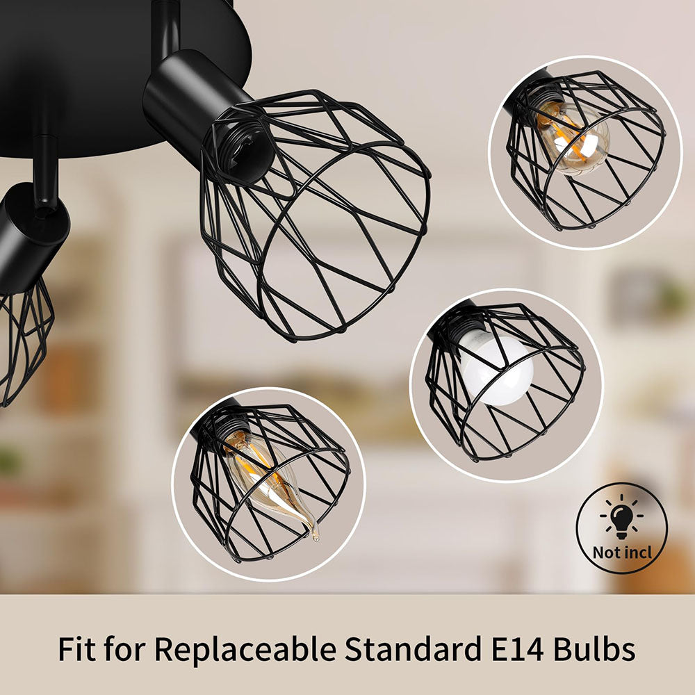 Industrial Adjustable Black Spotlight Ceiling Light