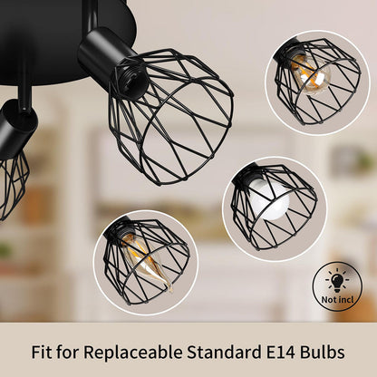 Industrial Adjustable Black Spotlight Ceiling Light