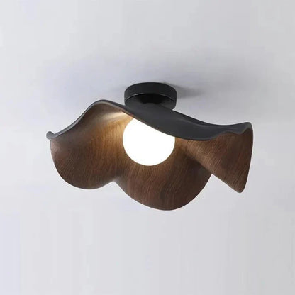 Scandinavian Wooden Lotus Ceiling Light