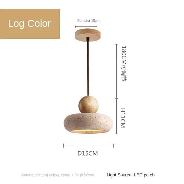 Natural Stone & Wood Pendant Light