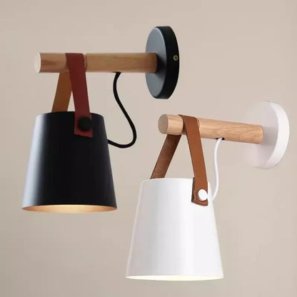 Nordic Wood & Leather Wall Lamp