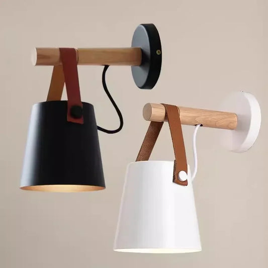 Nordic Wood & Leather Wall Lamp