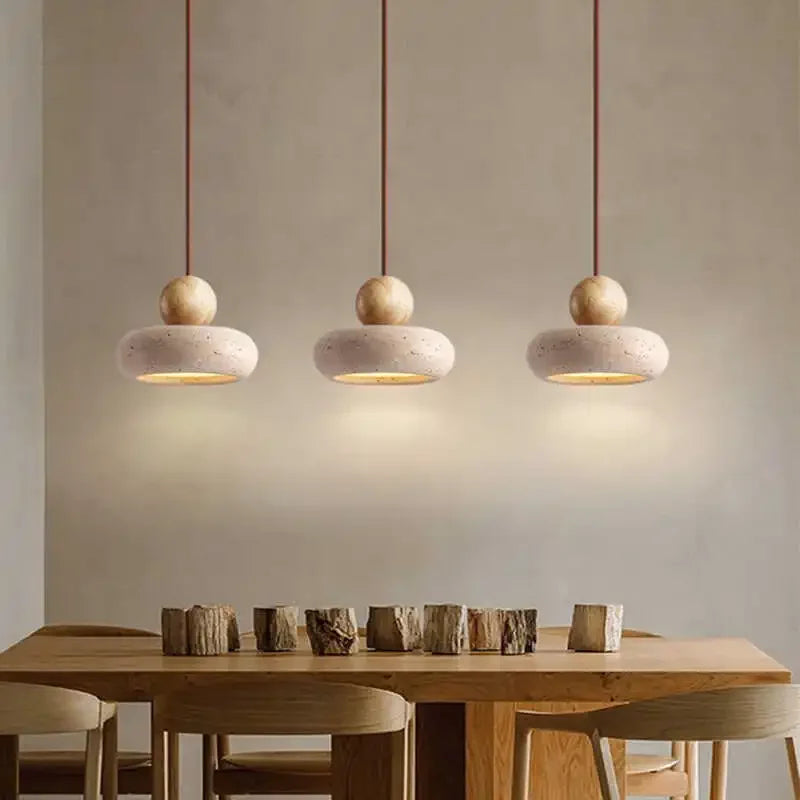 Natural Stone & Wood Pendant Light