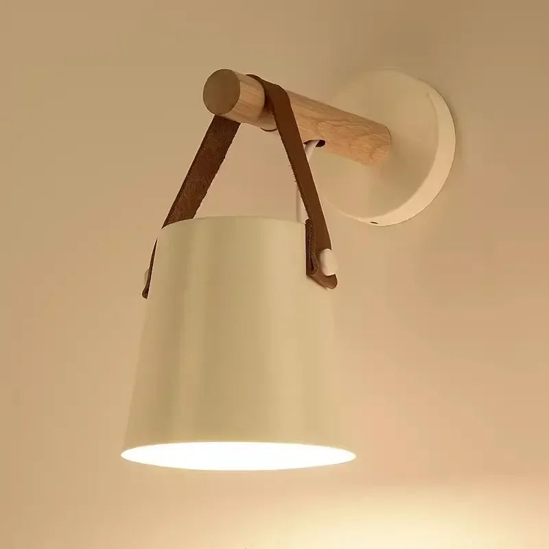 Nordic Wood & Leather Wall Lamp