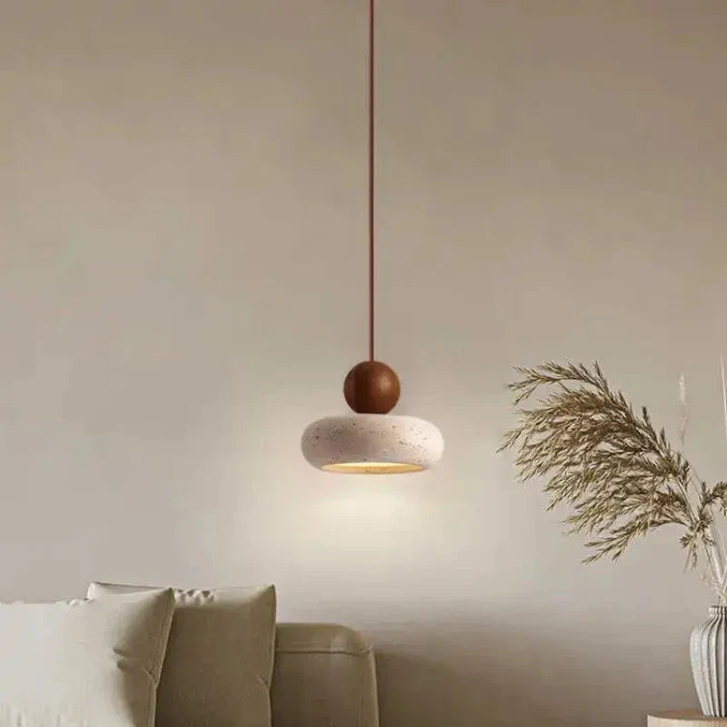 Natural Stone & Wood Pendant Light