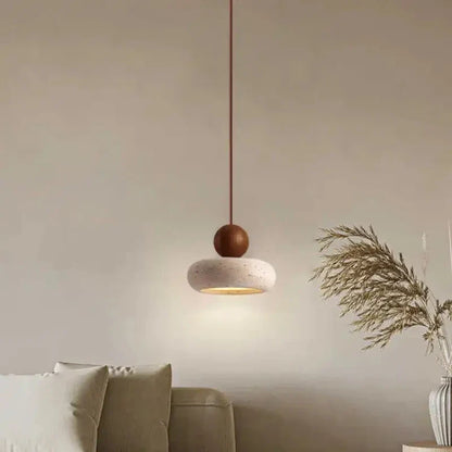 Natural Stone & Wood Pendant Light