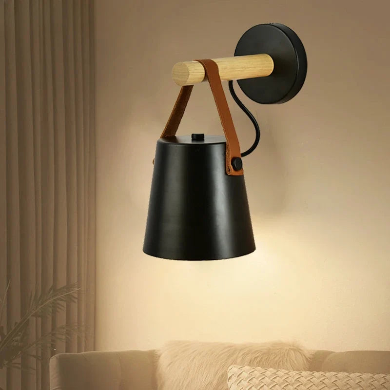 Nordic Wood & Leather Wall Lamp