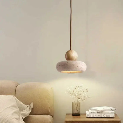 Natural Stone & Wood Pendant Light