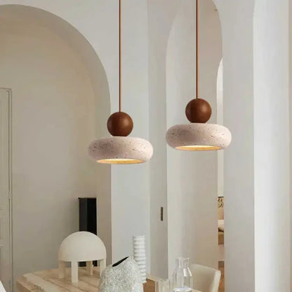 Natural Stone & Wood Pendant Light