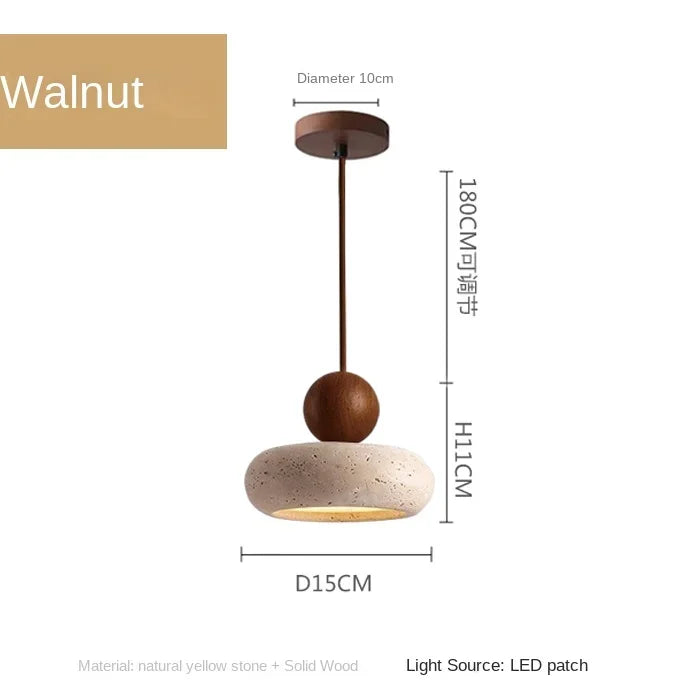Natural Stone & Wood Pendant Light