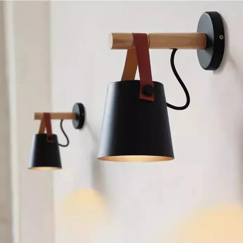 Nordic Wood & Leather Wall Lamp
