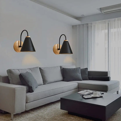Nordic Beam Scandinavian Wood & Iron Wall Light