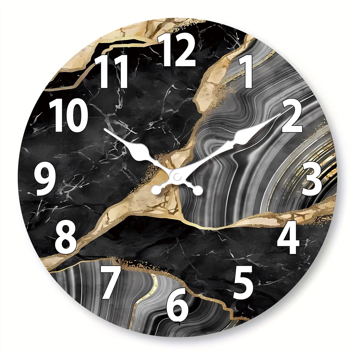 MarbellaTime Modern Round Wooden Wall Clock