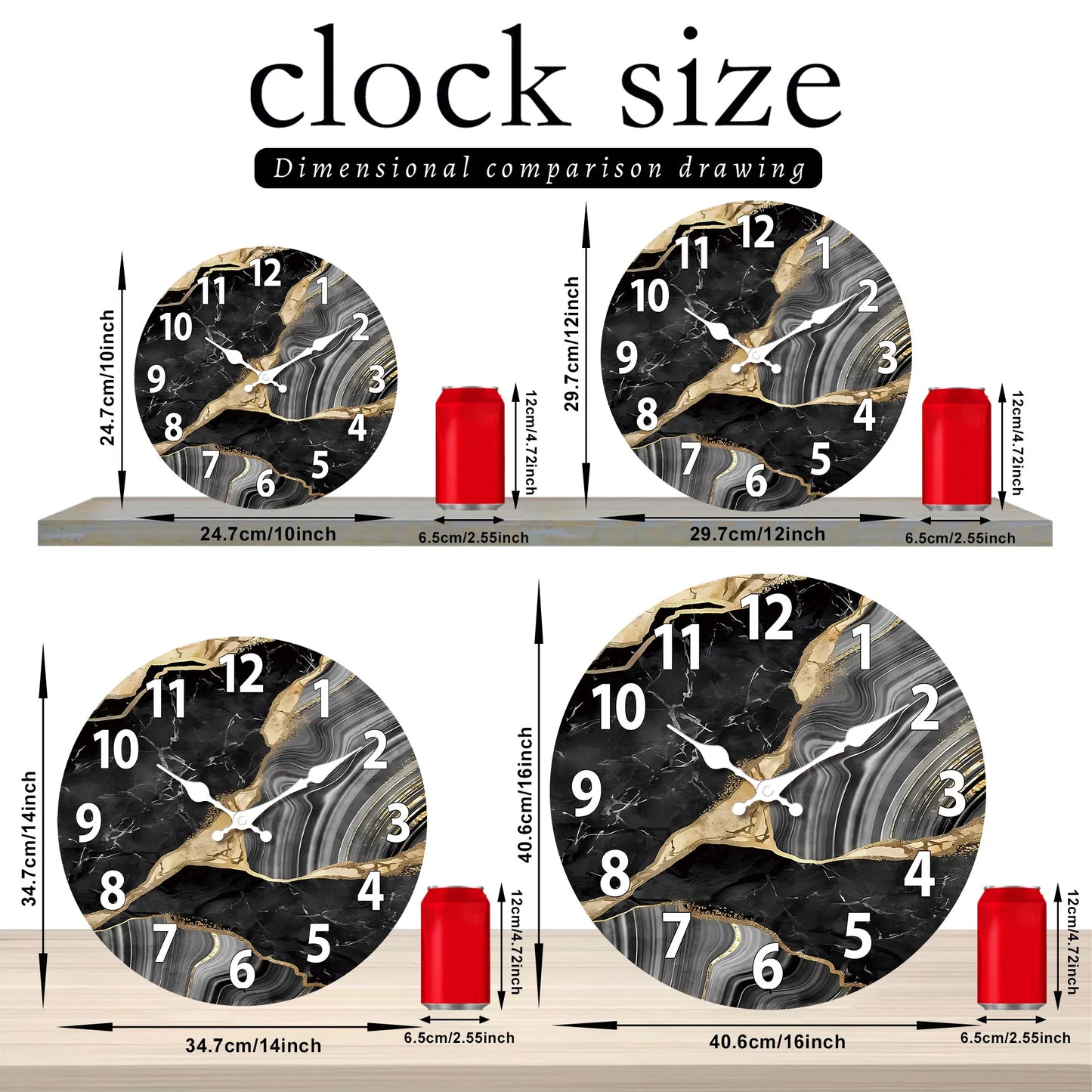 MarbellaTime Modern Round Wooden Wall Clock