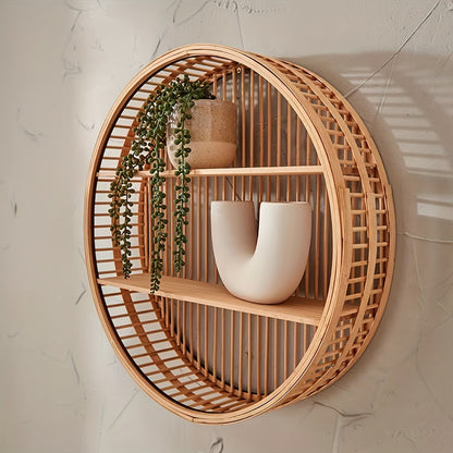 Round Bamboo Wall Shelf