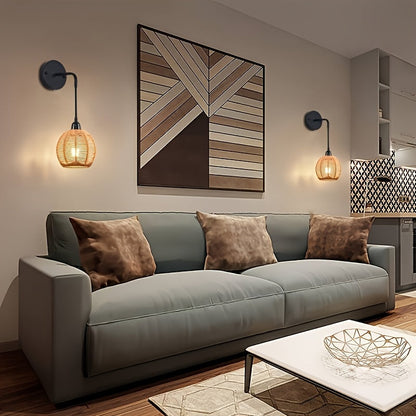 Boho Rattan Wall Lamp