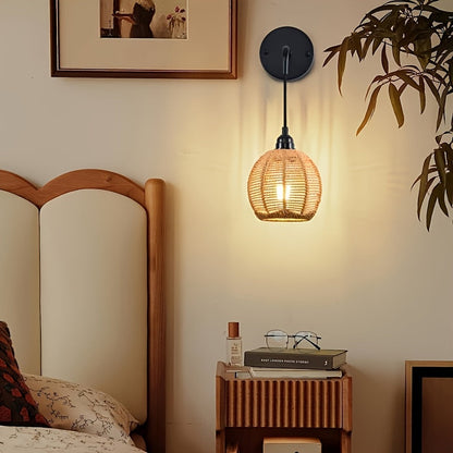 Boho Rattan Wall Lamp