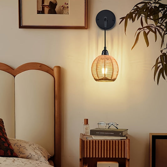 Boho Rattan Wall Lamp