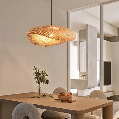 BambooBoho Handwoven Bohemian Rattan Pendant Lampshade